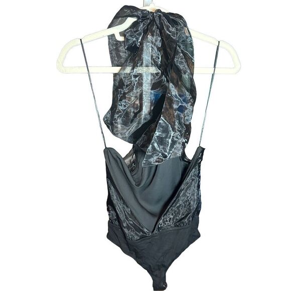 VICI Women's Black Organza Halter Tie Neck Bodysuit Sz S NWOT - Picture 5 of 11